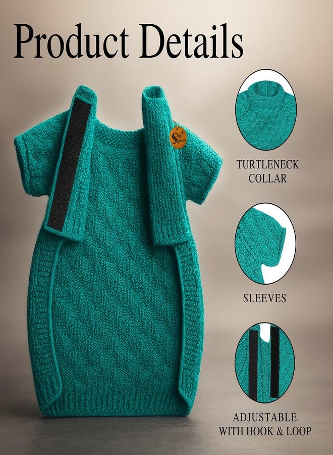 سايج سكوير سترة صوفية محبوكة يدويًا للكلاب من نوع البج، بتصميم مربع من سيج | ملابس شتوية دافئة | ناعمة وقابلة للتمدد | ملابس حيوانات أليفة مصنوعة يدويًا للطقس البارد | طقم أنيق ومريح للكلاب | سترة محبوكة (أخضر) - Image 3